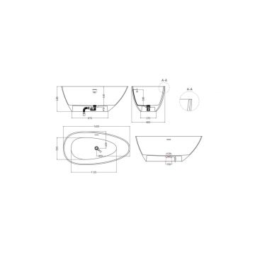 Ванна отдельностоящая Salini (Салини) Paola 1600х600х380 мм, 1015103G, белый глянцевий
