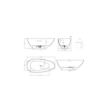 Ванна отдельностоящая Salini (Салини) Paola 1600х570х340 мм, 101511SM, белый матовый