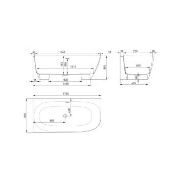 Ванна пристенная/встраиваемая Salini (Салини) Sofia 1700х590х410 мм, 102525M, белый матовый