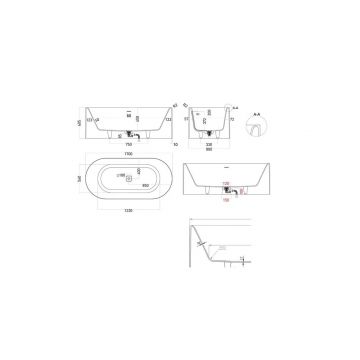 Ванна отдельностоящая Salini (Салини) Perla 1700х605х372 мм, 1049201M, белый матовый