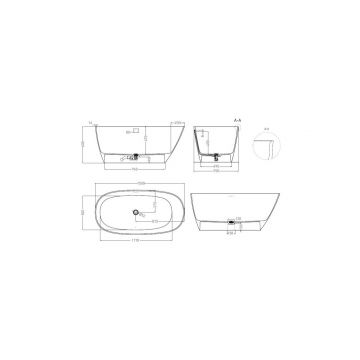 Ванна отдельностоящая Salini (Салини) Sofia 1500х605х470 мм, 102518G, белый глянцевий