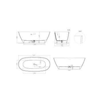 Ванна отдельностоящая Salini (Салини) Sofia 1650х600х465 мм, 102511G, белый глянцевий