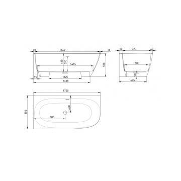 Ванна пристенная/встраиваемая Salini (Салини) Sofia Corner R 1700х590х410 мм, 102524M, белый матовый
