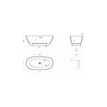 Ванна отдельностоящая Salini (Салини) Sofia Light 1650х580х450 мм, 103711G, белый глянцевий