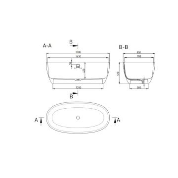 Ванна отдельностоящая Salini (Салини) Luce 1700х580х450 мм, 100121M, белый матовый