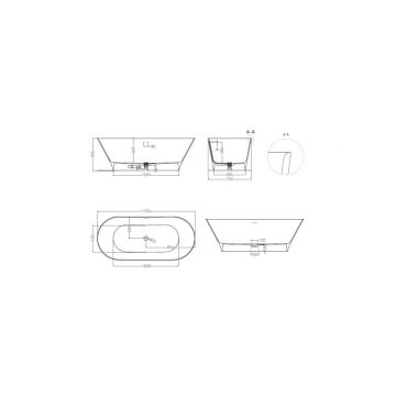 Ванна отдельностоящая Salini (Салини) Mona 1700х585х460 мм, 102912G, белый глянцевий