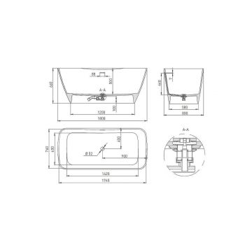 Ванна отдельностоящая Salini (Салини) Agatha 1800х660х500 мм, 100221M, белый матовый