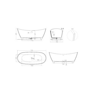 Ванна отдельностоящая Salini (Салини) Noemi 1700х680х447 мм, 101722M, белый матовый