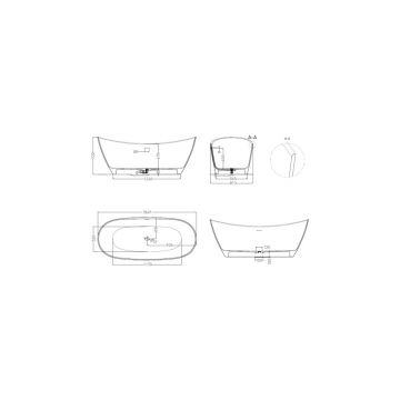 Ванна отдельностоящая Salini (Салини) Noemi 1849х720х400 мм, 101811SM, белый матовый