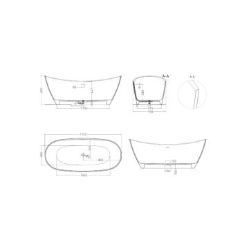Ванна отдельностоящая Salini (Салини) Noemi 1700х680х447 мм, 101712G, белый глянцевий
