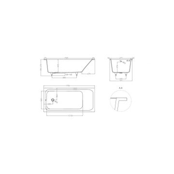 Ванна пристенная/встраиваемая Salini (Салини) Orlanda 1700х590х460 мм, 102026M, белый матовый