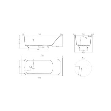 Ванна пристенная/встраиваемая Salini (Салини) Orlanda 1800х610х460 мм, 102012M, белый матовый