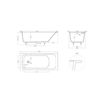 Ванна пристенная/встраиваемая Salini (Салини) Orlanda 1800х610х460 мм, 102012G, белый глянцевий
