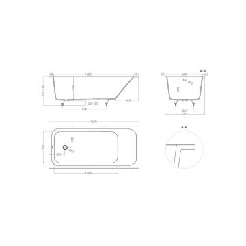 Ванна пристенная/встраиваемая Salini (Салини) Orlanda 1600х610х445 мм, 102015G, белый глянцевий