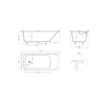 Ванна пристенная/встраиваемая Salini (Салини) Orlanda 1700х610х445 мм, 102011M, белый матовый