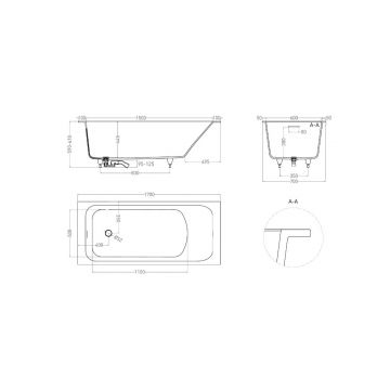 Ванна пристенная/встраиваемая Salini (Салини) Orlanda Axis Kit 1700х600х445 мм, 102111G, белый глянцевий