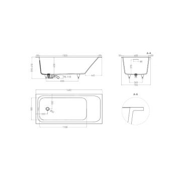 Ванна пристенная/встраиваемая Salini (Салини) Orlanda Axis Kit 1600х600х450 мм, 102115G, белый глянцевий