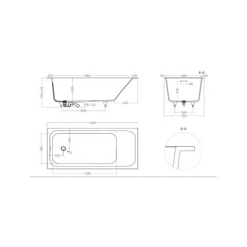 Ванна пристенная/встраиваемая Salini (Салини) Orlanda Axis Kit 1600х600х450 мм, 102125M, белый матовый