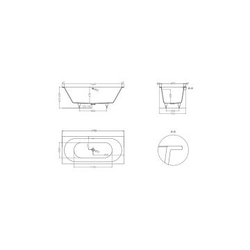 Ванна пристенная/встраиваемая Salini (Салини) Ornella Axis Kit 1700х630х470 мм, 103423M, белый матовый