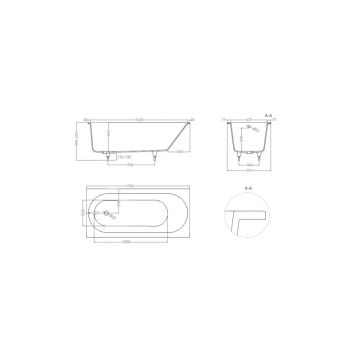 Ванна пристенная/встраиваемая Salini (Салини) Ornella Axis Kit 1700х610х465 мм, 102324M, белый матовый
