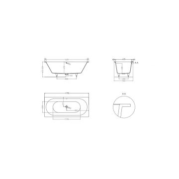 Ванна пристенная/встраиваемая Salini (Салини) Ornella 1700х630х470 мм, 103413G, белый глянцевий