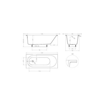 Ванна пристенная/встраиваемая Salini (Салини) Ornella 1600х625х460 мм, 102326M, белый матовый