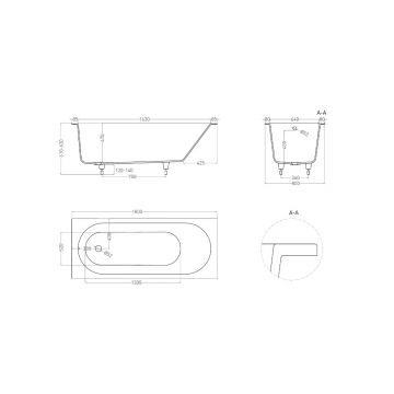 Ванна пристенная/встраиваемая Salini (Салини) Ornella 1800х610х465 мм, 102312G, белый глянцевий