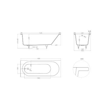 Ванна пристенная/встраиваемая Salini (Салини) Ornella 1800х610х465 мм, 102312M, белый матовый
