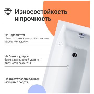 Чугунная ванна Диво Архангельск 170x70 см, пристенная, белая, на ножках, Diwo