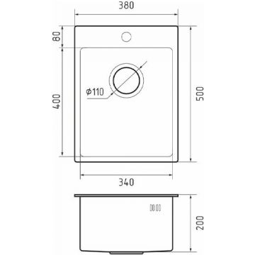 Мойка кухонная прямоугольная Rivelato Rinox (3850)