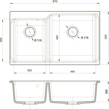 Мойка кухонная прямоугольная Rivelato Axel 90D (X-90D топаз)