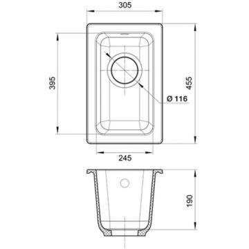 Мойка кухонная прямоугольная Rivelato Berkana BK-25 (BK-25 топаз)