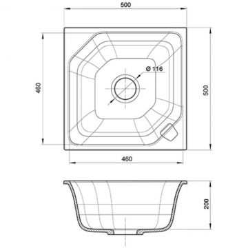 Мойка кухонная квадратная Rivelato Locus LS-50 (LS-50 антрацит)