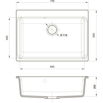 Мойка кухонная прямоугольная Rivelato Axel 70 (Х-70 иней)