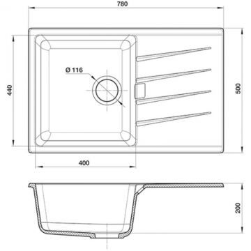 Мойка кухонная прямоугольная Rivelato Raum RM-78 (RM-78 иней)