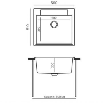 Мойка кухонная прямоугольная Polygran Argo-560 №327 Кремовый (854703)