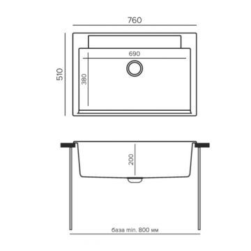 Мойка кухонная прямоугольная Polygran Argo-760 №314 Светло-серый (854741)