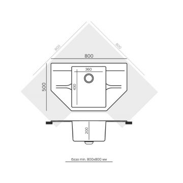 Мойка кухонная трапецевидная, угловая Polygran (Полигран) Riff-800 №316 Космос (855113)