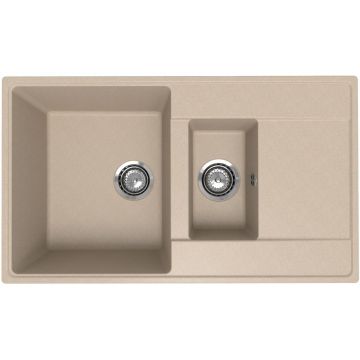 Мойка кухонная Ulgran (Улгран) из кварцевого композита прямоугольная Quartz Prima, цвет: десерт, база: 83.5х47.5 см, арт. Prima 860 1,5K-03