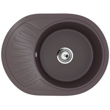Мойка кухонная Ulgran (Улгран) из искусственного мрамора овальная U-107м, цвет: шоколад, база: 54.5х42.5 см, арт. U-107m-345