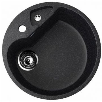 Мойка кухонная Ulgran (Улгран) из искусственного мрамора круглая U-108, цвет: черный, база: 48х48 см, арт. U-108-308