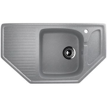 Мойка кухонная Ulgran (Улгран) из искусственного мрамора многоугольная U-109, цвет: графит, база: 75.5х46 см, арт. U-109-342