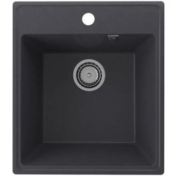 Мойка кухонная Ulgran (Улгран) из кварцевого композита квадратная Quartz Forte, цвет: космос, база: 40х46 см, арт. Forte 425-08