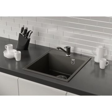 Мойка кухонная Ulgran (Улгран) из кварцевого композита квадратная Quartz Forte, цвет: космос, база: 40х46 см, арт. Forte 425-08