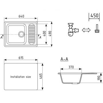 Мойка кухонная Ulgran (Улгран) из искусственного мрамора прямоугольная U-202, цвет: белый, база: 61.5х46.5 см, арт. U-202-331