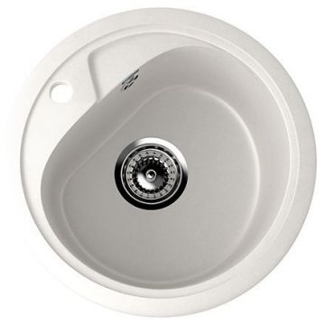 Мойка кухонная Ulgran (Улгран) из искусственного мрамора круглая U-500, цвет: ультра-белый, база: 41.5х41.5 см, арт. U-500-341