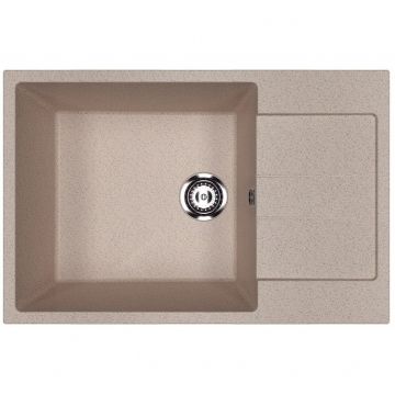 Мойка кухонная Ulgran (Улгран) из искусственного мрамора прямоугольная U-602, цвет: песочный, база: 47.5х43.5 см, арт. U-602-302