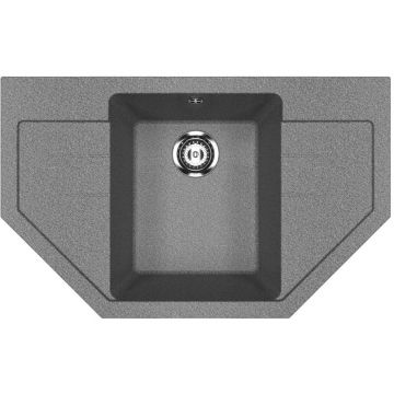 Мойка кухонная Ulgran (Улгран) из искусственного мрамора угловая U-609, цвет: темно-серый, база: 76.5х46.5 см, арт. U-609-309