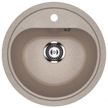 Мойка кухонная Ulgran (Улгран) из искусственного мрамора круглая U-700, цвет: песочный, база: 41.5х41.5 см, арт. U-700-302