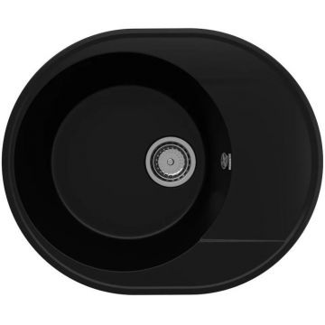 Мойка кухонная Ulgran (Улгран) из кварцевого композита овальная Quartz Nora, цвет: уголь, база: 56х46 см, арт. Nora 585-07